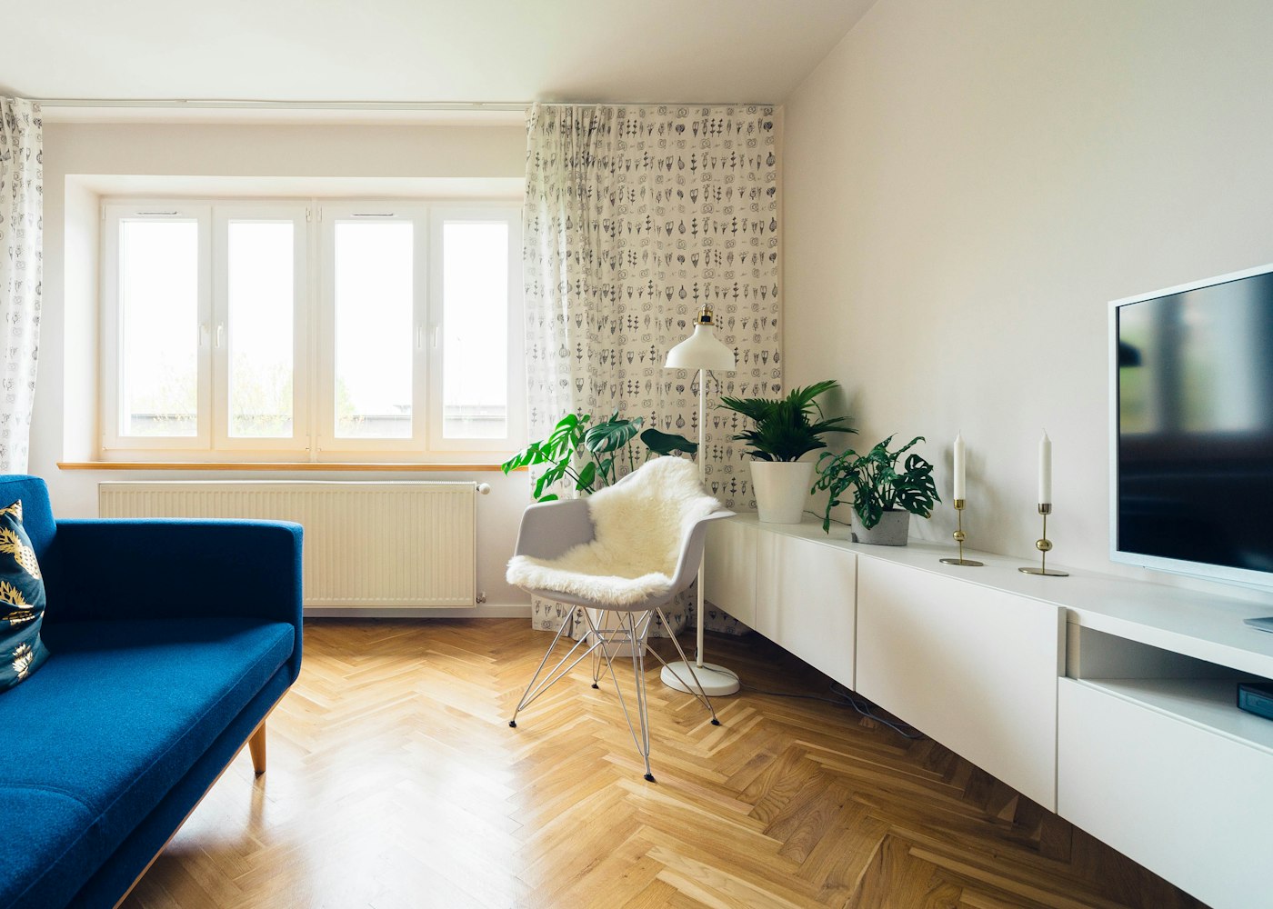 Large windows in a living room